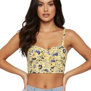 ⭐️ B.O.G. Collective ($88) Floral Bustier Crop Top In Cotton Rayon - PTP 16
